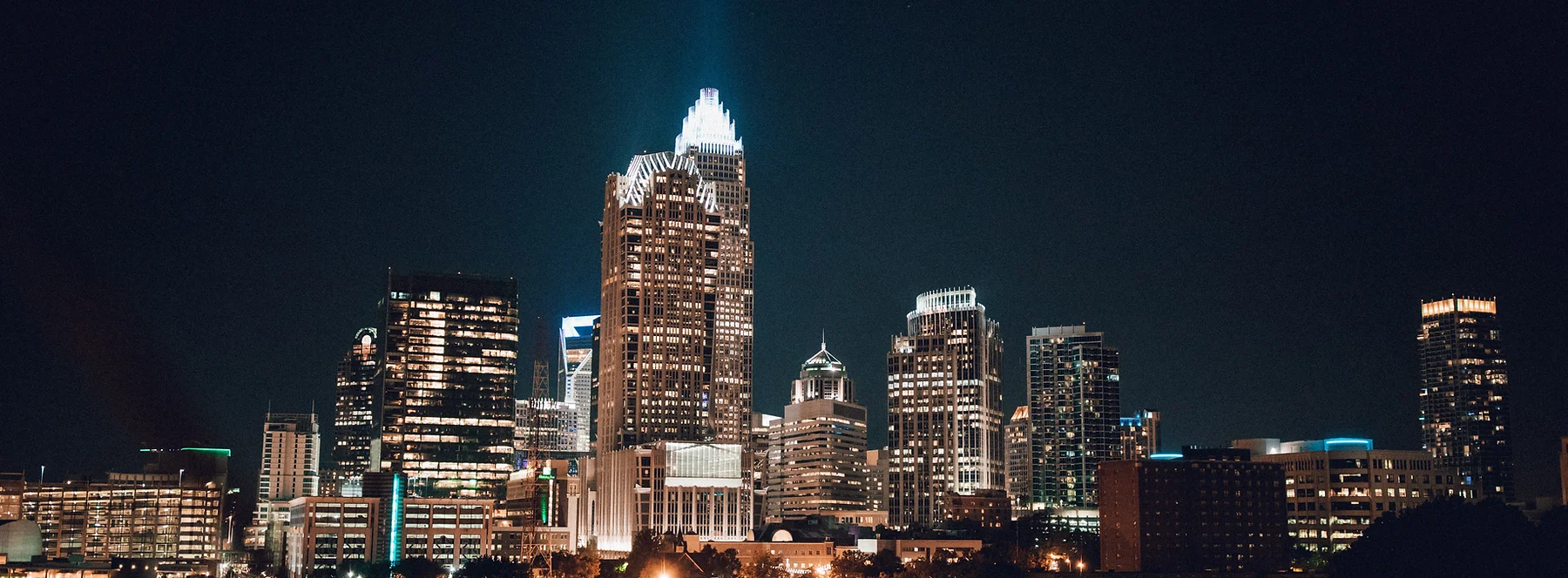 Night View of Charlotte City, North Carolina