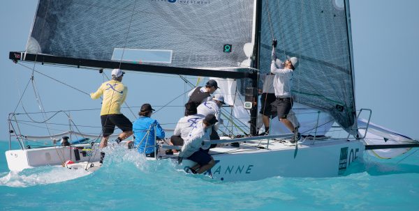 Sailing boat team working to get the ship going in right direction